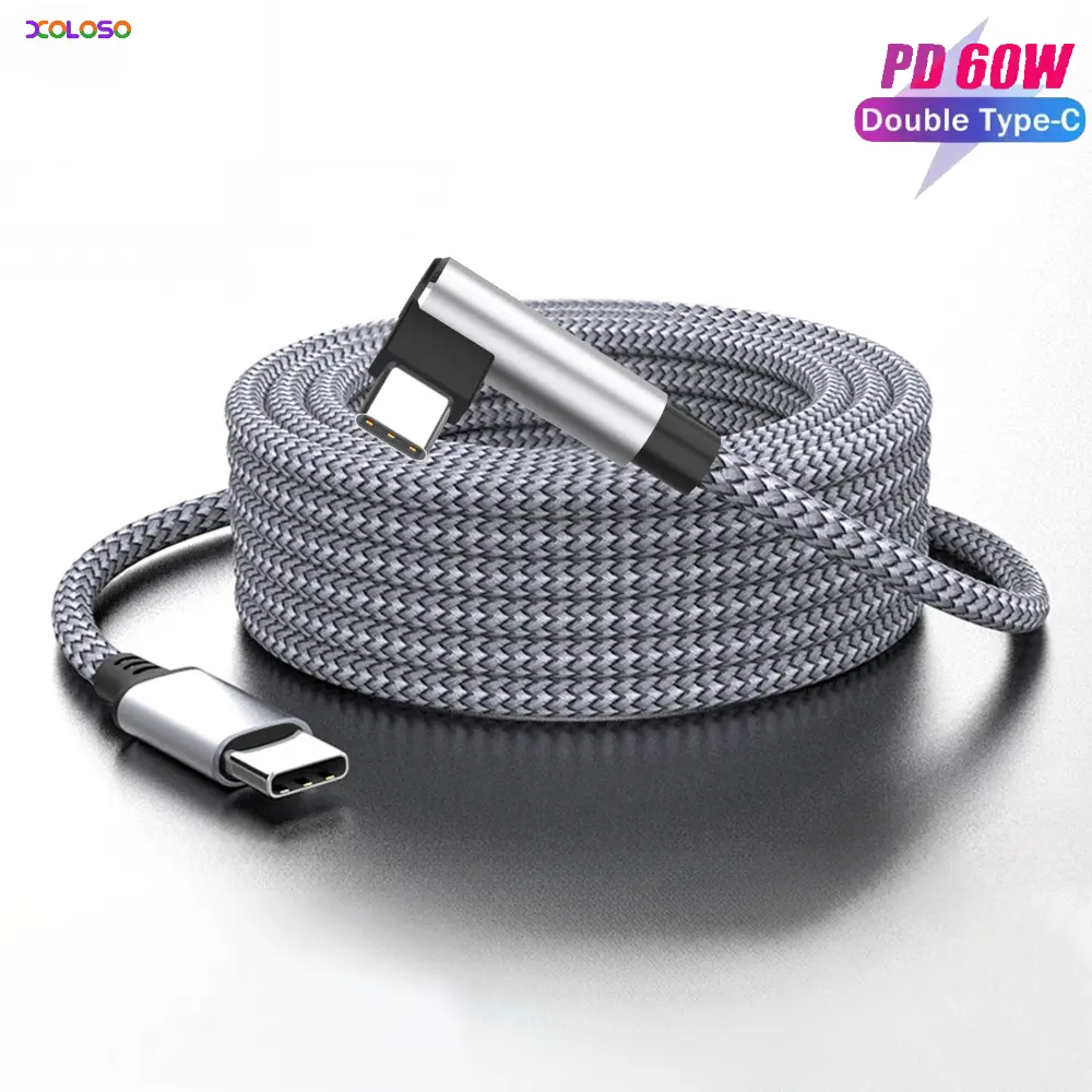 Cáp sạc nhanh USB Type C, 60W, chiều dài 2m, 3m, 5m, 8m, cáp sạc mở rộng, dành cho điện thoại Xiaomi, Oppo, OnePlus, dây dữ liệu camera VR