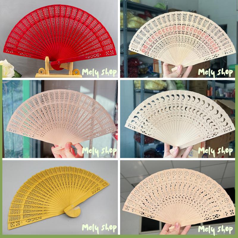 Quạt Gỗ Thơm Họa Tiết Cổ Trang Độc Đáo Cực Đẹp, Quạt Gỗ Xếp Trang Trí Làm Tháp Bánh Cổ Điển, Quạt Cổ Phục, Quạt Cổ Trang Phong Cách Cổ Xưa Decor