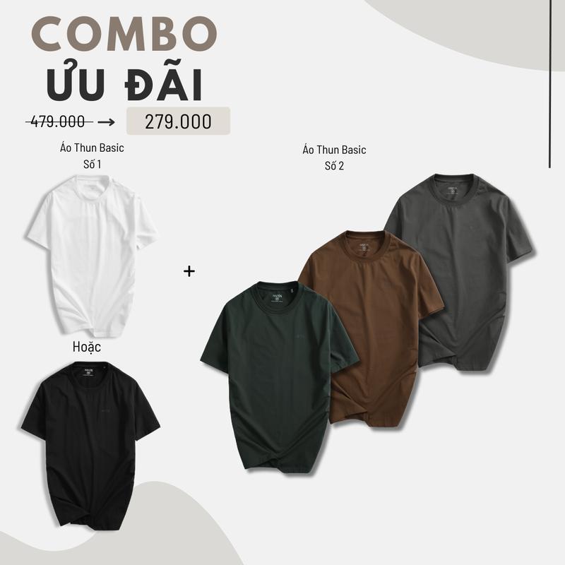 [COMBO ƯU ĐÃI BÁN CHẠY] Combo 2 áo thun nam cổ tròn trơn Basic chất vải Cotton 4C co giãn, thoáng mát, hạn chế nhăn,nhiều màu dễ lựa chọn,không kén da,Menswear, aothun basic