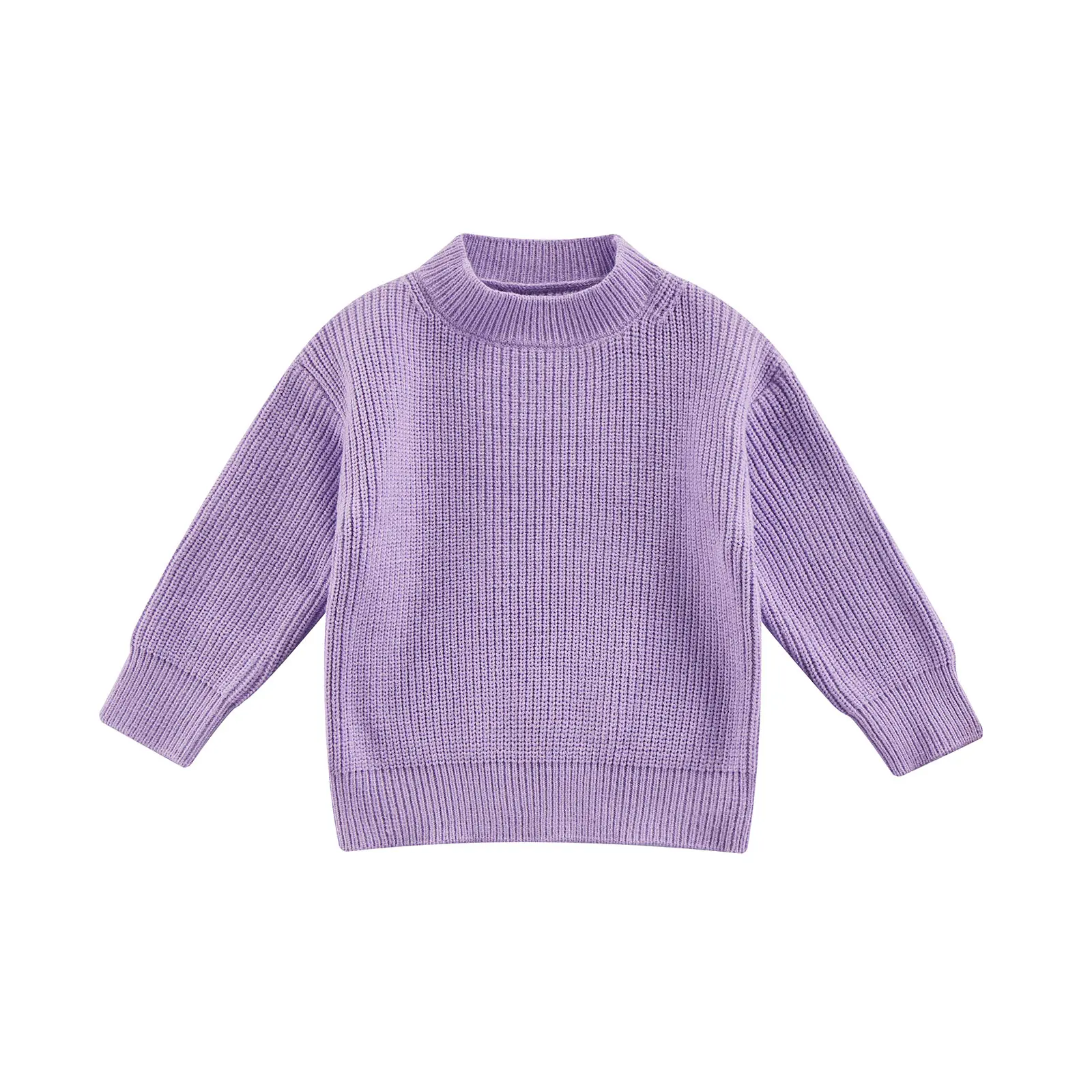 Kid Knitting Shirt Long Sleeve Round Neck Solid Fall Loose Blouse