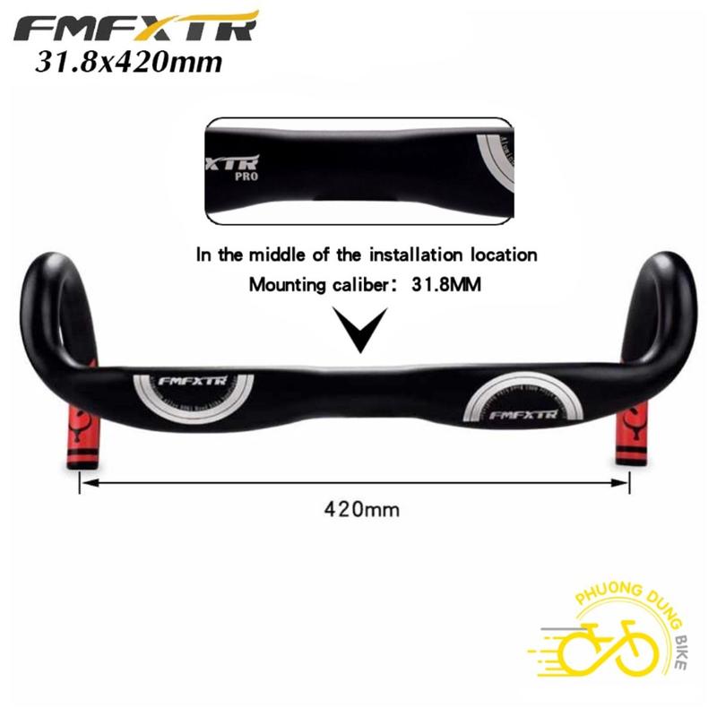 Ghi đông cong dẹp xe đạp road nhôm FMFXTR 420x31.8mm (Kiểu 01)