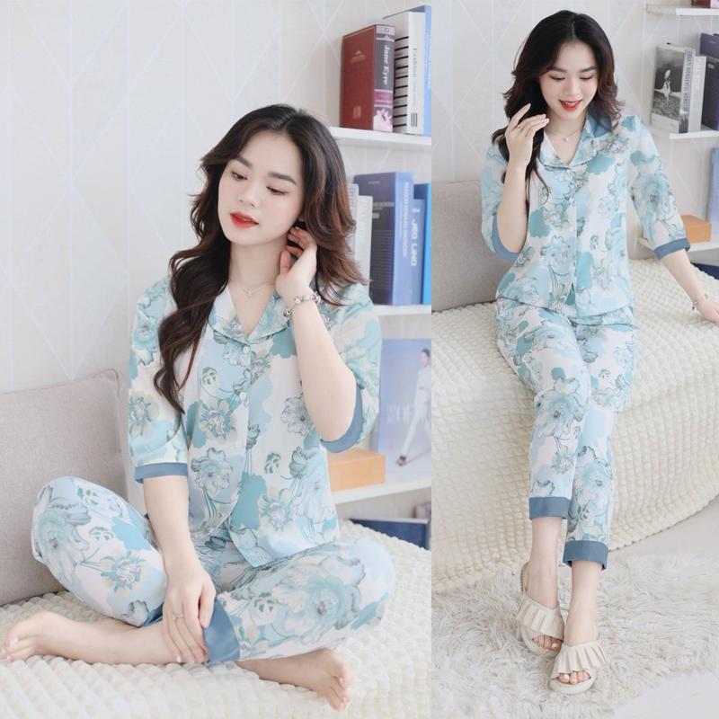 Pyzama mẫu New hàng thu đông đủ size smlxlxxl,chất lụa hàn mềm mịn mướt.phom dáng rộng tôn dáng Nữ Women 5