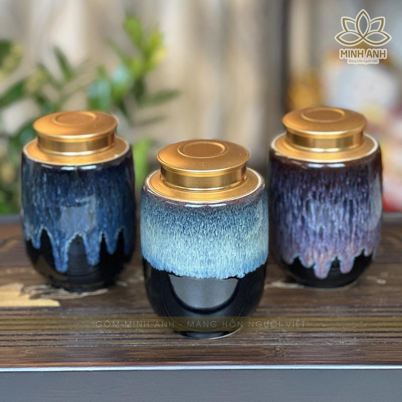  Hộp đựng trà men Hỏa biến Bát Tràng nghệ nhân Nguyễn Văn Hải 