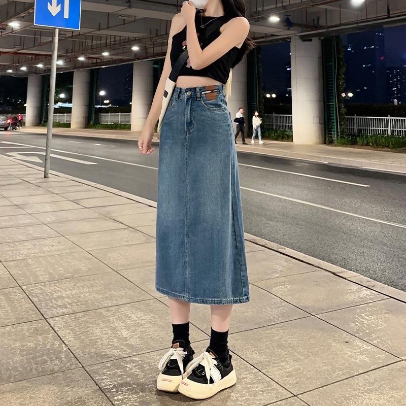 Chân Váy Chữ A Xẻ Sau Cạp Cao , Chân Váy Jean Lưng Cao Vải Chính Phẩm Cao Cấp M007 Women Voan Voi