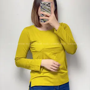 Kaos Wanita Lengan Panjang Premium / Atasan Wanita Lengan Panjang / Kaos Polos Oneck Lengan Panjang Wanita Baju Kantong Melar Nyaman Stretch