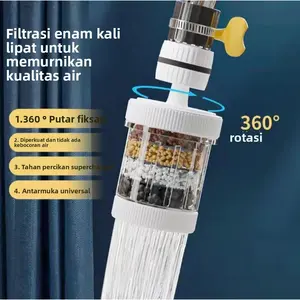 Ekstensi Filter Keran Dapur Dapat Diputar Dilepas Dicuci Kepala Filter Enam Lapisan Tahan Cipratan Air