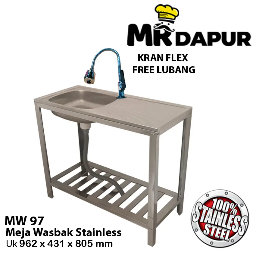 Wastafel Bak Cuci Piring Mr Dapur MW 97 Kran Flex Portable SoundPad