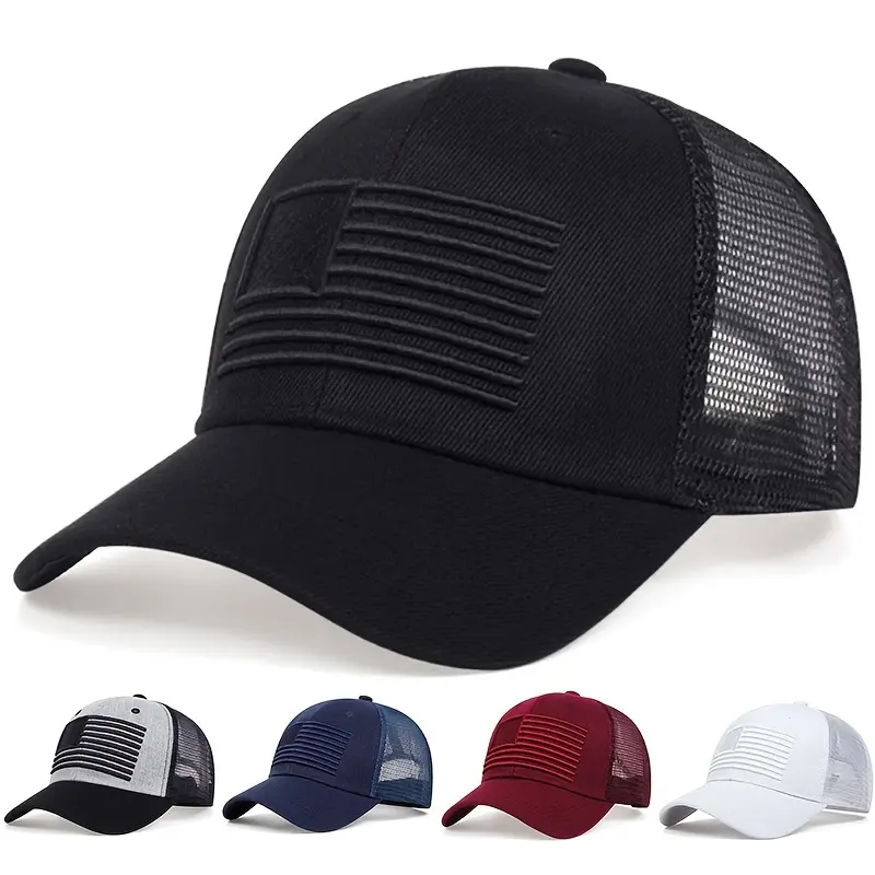 Topi Besbol Bendera Amerika Lelaki, 1pc, Topi Jaringan Boleh Laras Luaran, Perlindungan Matahari, Topi Kasual, Sesuai untuk Perjalanan Musim Bunga dan Musim Luruh, Pesta Tepi Laut, Sesuai untuk Perjalanan