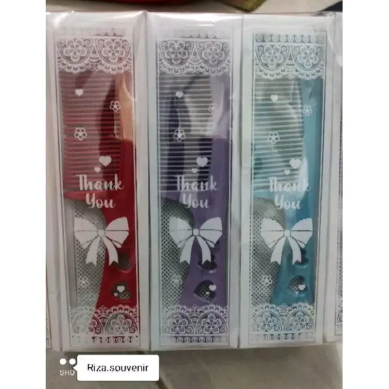 50pcs souvenir sisir mini kemas mika motif souvenir Pernikahan 1
