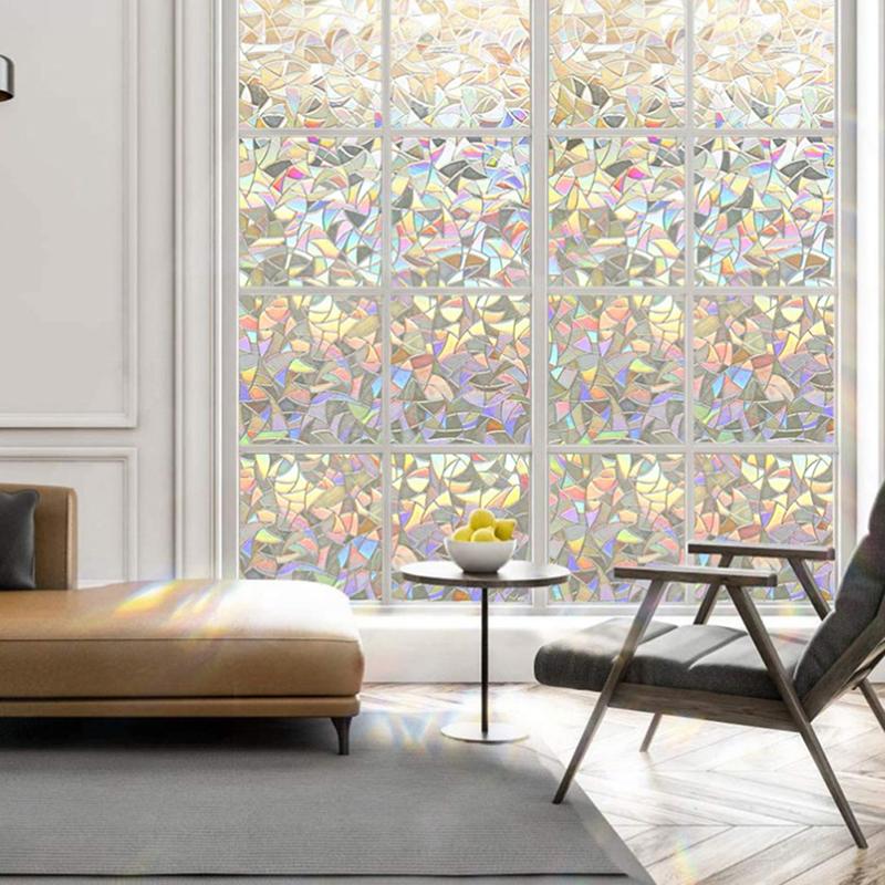 Phim Cửa Sổ Phản Quang Cầu Vồng 3D, Miếng Dán Kính Trang Trí, Riêng Tư, Tĩnh Điện, Clings