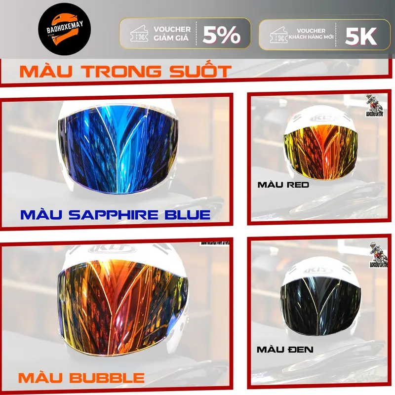 Kính  Revo Thay Thế Mũ KYT Venom, KLT Hyper – Chống Bụi, Chắn Gió, Đa Dạng Màu Sắc 0
