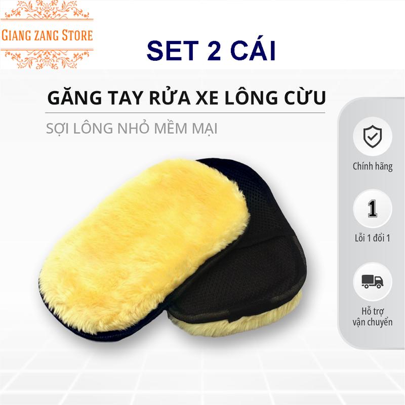 ( SET 2 CÁI ) Găng Tay Lông Cừu 2 Mặt , Bao Tay Rửa Xe Máy - Ô Tô Chuyên Nghiệp