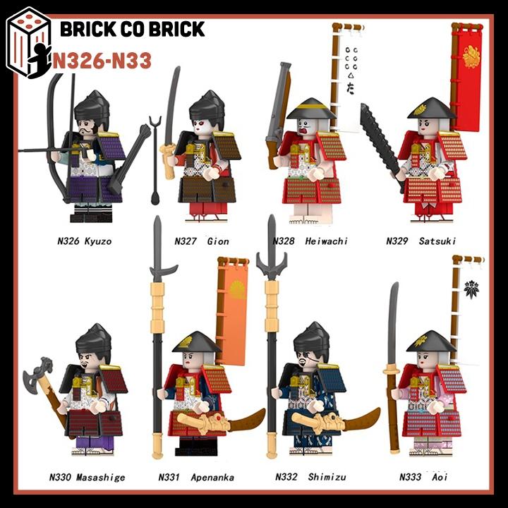 Samurai Đồ chơi Lắp ráp Nhân vật Lính Trung Cổ Mô hình Nhân vật Samurai Thời Trung Cổ N326-N333