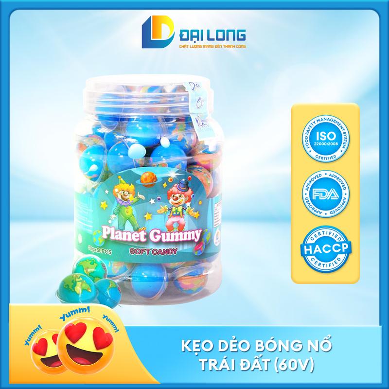 [Hộp 60 viên] Kẹo dẻo bóng nổ hình trái đất có nhân vị Chua ngọt Đại Long thơm ngon hàng chuẩn đáng yêu giá rẻ dành cho trẻ em liên hoan, hội họp, sinh nhật Ăn Vặt Candy Snack Food Thức Ăn