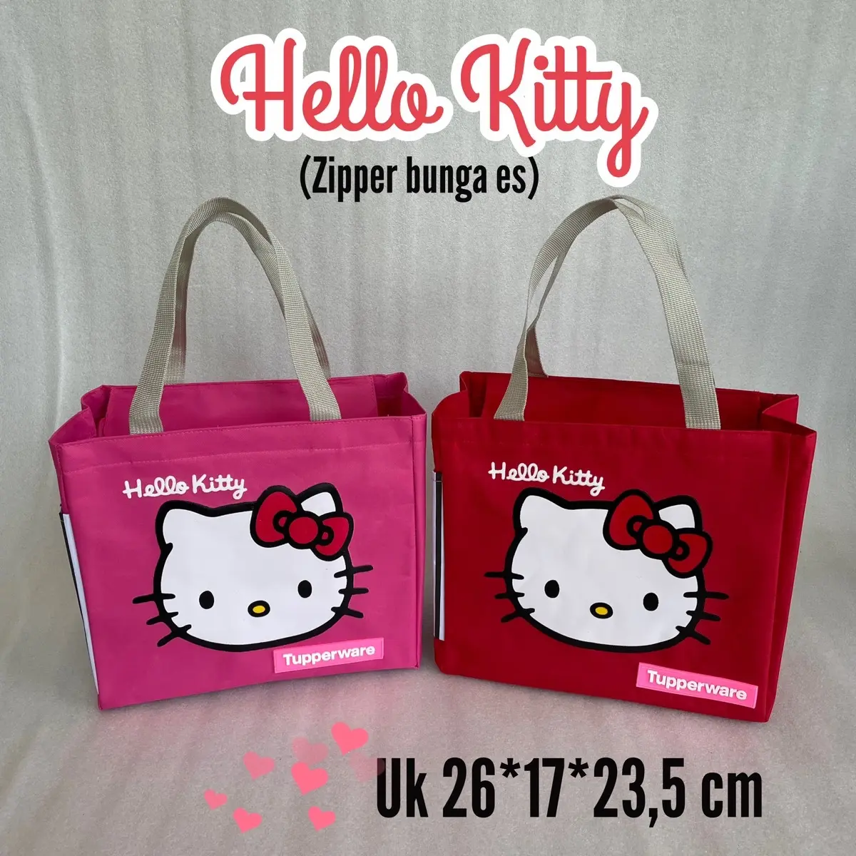 Hello kitty Lunch bag Tupperware (zipper bunga es) Makanan