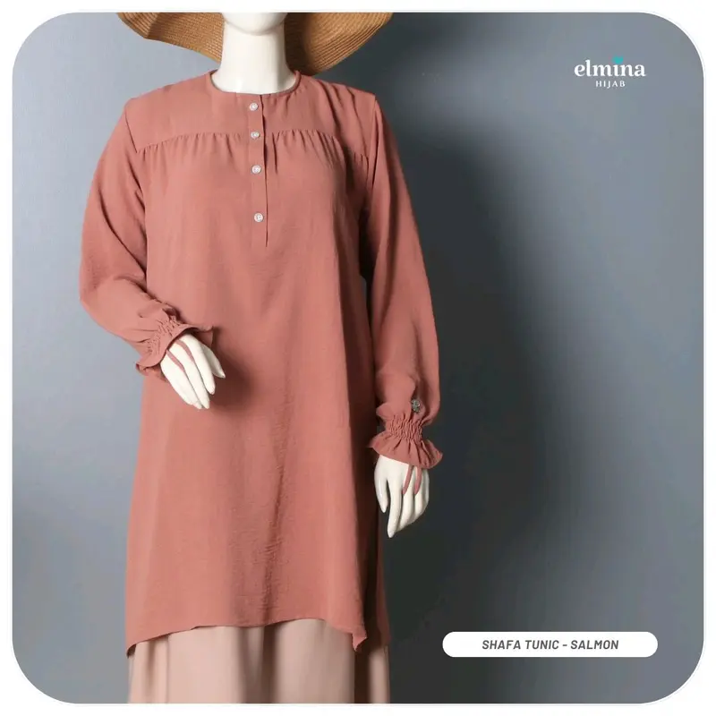 Shafa Tunik Polos by Elmina Indonesia Crinkle Airflow Muslim Panjang Kancing Karet 3