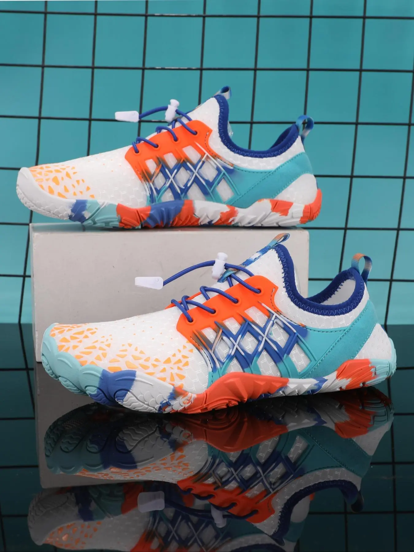 Men's Colorblock Print Slip on River Trekking Shoes, Sporty Breathable Quick Drying Non-slip Water Shoes, Beach Shoes, Outdoor Sports Shoes for Beach Swimming Hiking