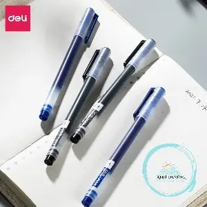 Bút bi nước mực gel Deli 0.5mm mau xanh, đen - bút viết nhanh khô, đều mực - VPP Ánh Dương ống  mực