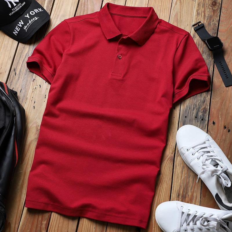 Áo thun polo nam nữ cổ bẻ HUTA PT011 màu đỏ đô, vải cá sấu 4 chiều, ngắn tay Menswear Top 6