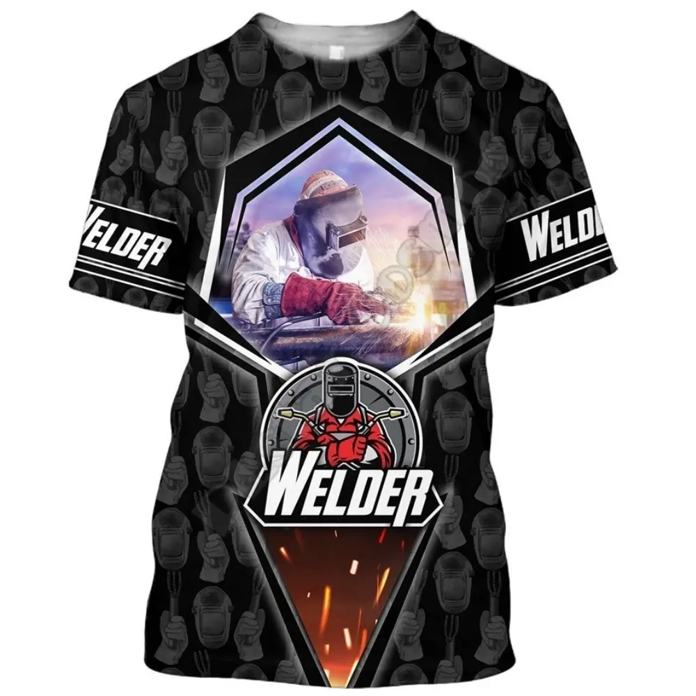 Street Summer men's breathable 3D printed electrician t shirt men