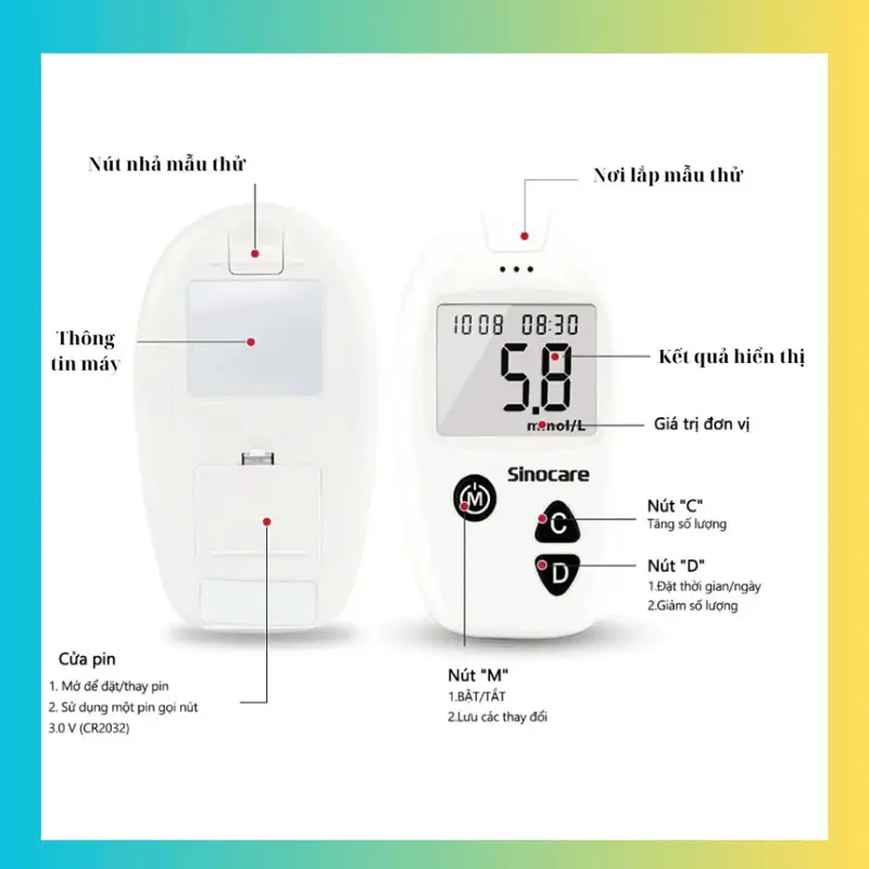 Máy Đo Đường Huyết SINOCARE Safe Accu Đo Nhanh Chính Xác Bảo Hành Trọn Đời may do duong huyet 6