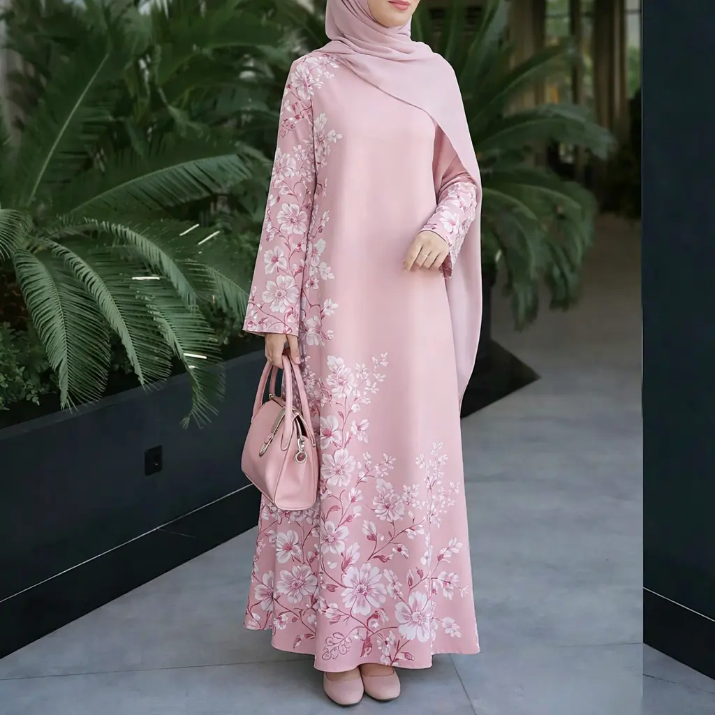 open lace back dress Oversized Kaftan Dress with Autumn Print