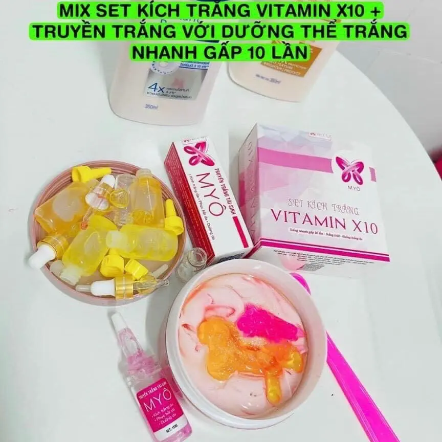 COMBO SỮA DƯỠNG THỂ TOÀN THÂN + KÍCH TRẮNG  X10 + truyền trắng ( tặng kèm hủ trộn 500g) Cấp nước Cấp nước Nữ Dưỡng Body Kem Body