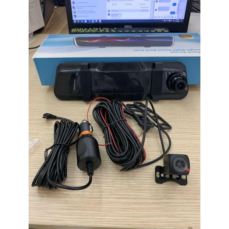 camera hành trình gương full màn 10inch ghi hình trước sau tích hợp cam lùi x10