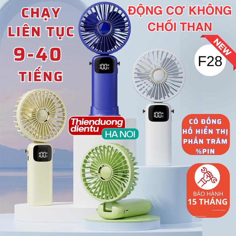 MOTOR KHÔNG CHỔI THAN Quạt mini cầm tay pin khủng dùng liên tục 9-40 giờ hiển thị %pin bảo hành 15 tháng