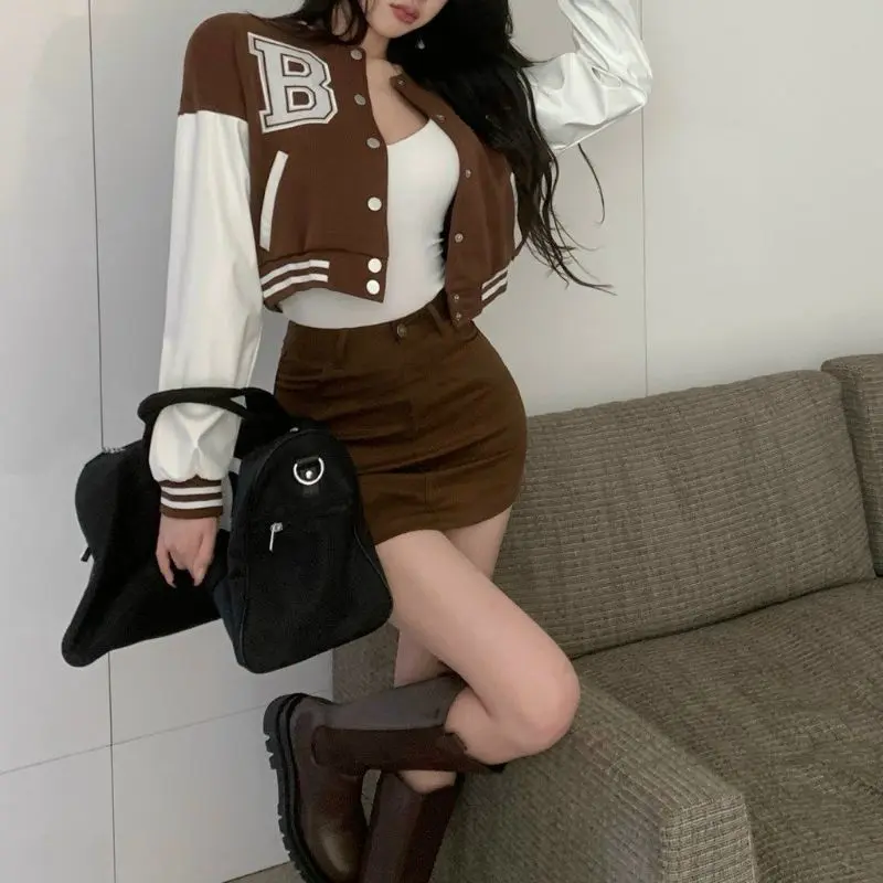Jaket Baseball Varsity CROP Big Size ( S - 6XL ) LOGO B BEYOND Korean Style Boy Girl Jaket Croptop Bomber FLeece Mix Kombinasi 2 Warna Two Tone Street Style Cropped Slim-fitting Panjang Printing Sablon High Oversize Sweater Keren Biru Nyaman Variasi 2