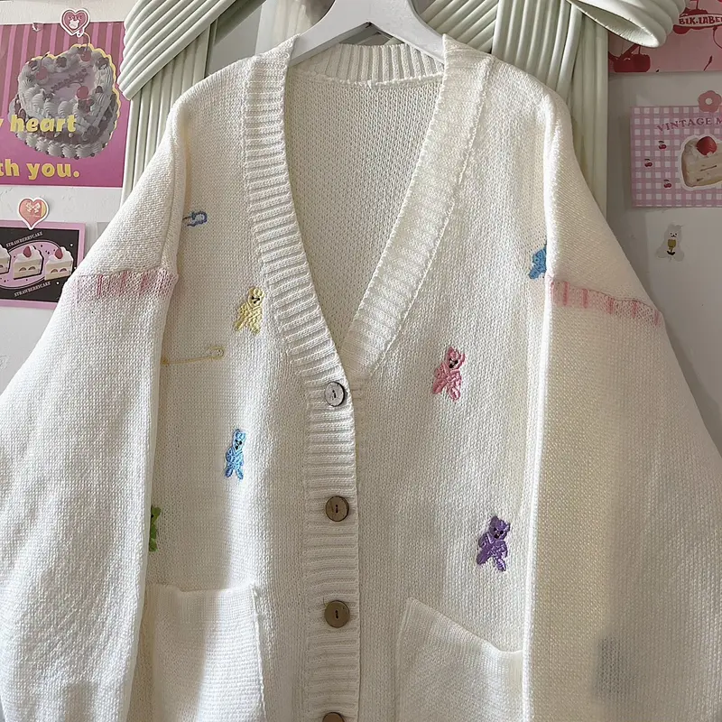 ÁO CARDIGAN GẤU TRẮNG SẮC MÀU / GẤU ĐEN SẮC MÀU 1