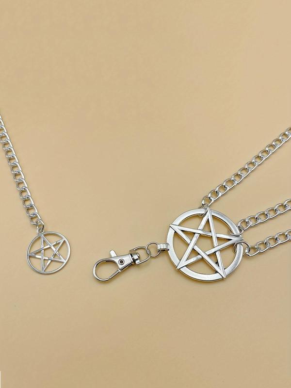 Hollow Out Star Design Chain Belt, Y2k Style Layered Waist Chain, Elegant Clothes Accessories for Women 4