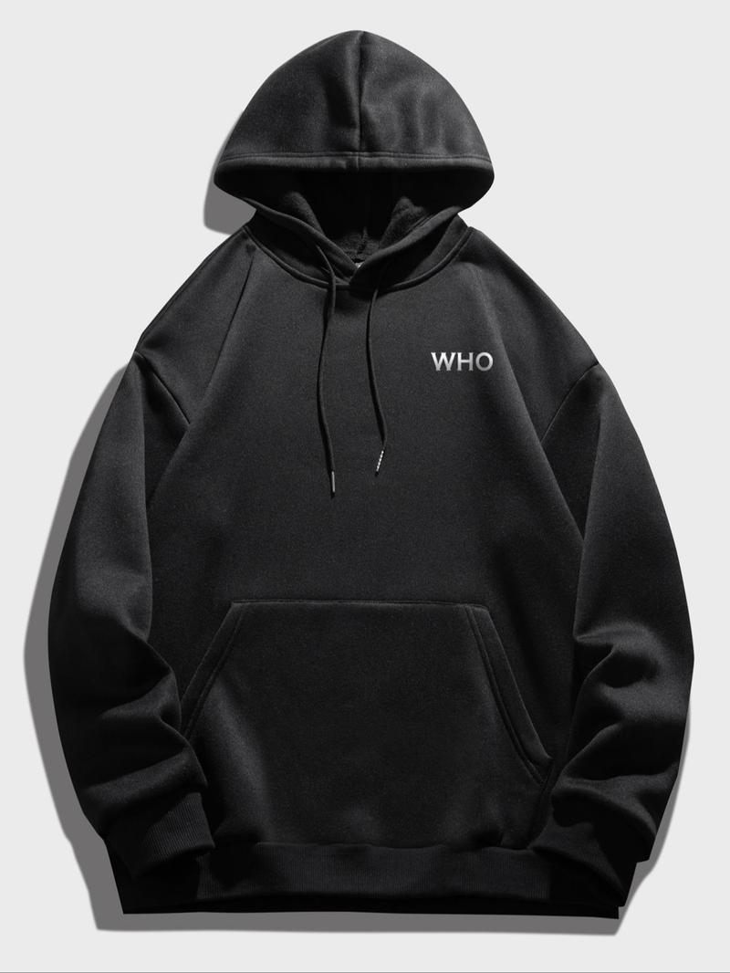 Product Introduction of Men's Skull & Letter Print Drop Shoulder Hoodie, Regular Fit Fashion Casual Drawstring Pocket Hooded Sweatshirt for Daily Holiday Outdoor Wear, Men Clothes for Fall & Winter 2
