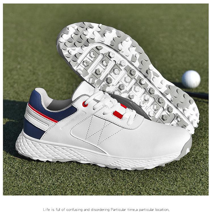 Product Introduction of New Golf Shoe Men and Women Couple Models White Shoes Fixed Studs Non-Slip Waterproof Professional Training Shoes Qx24025 20