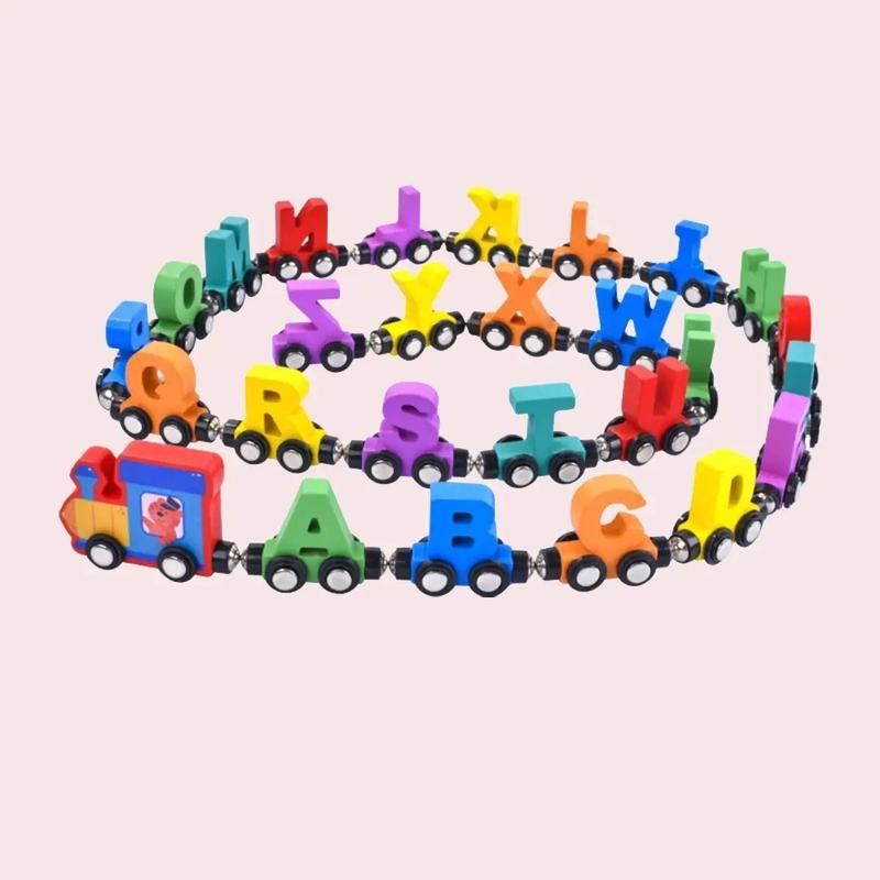 Đồ chơi gỗ thông minh Đoàn Tàu Nam Châm cho bé, nhận biết chữ cái và con số Toy