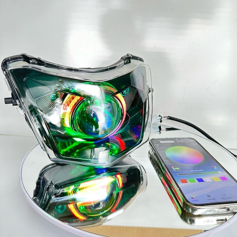 BI CẦU E11+ VÀ M10 V4 light ĐỘ CHOÁ 2 TẦNG LẮP WAVE 50-100-110 ĐỦ  BỘ DÂY MẠCH , VÒNG THIÊN THẦN , MẮT QUỶ ĐỔI MÀU . BẢO HÀNH 12 THÁNG  Pha đèn Lắp Xe máy