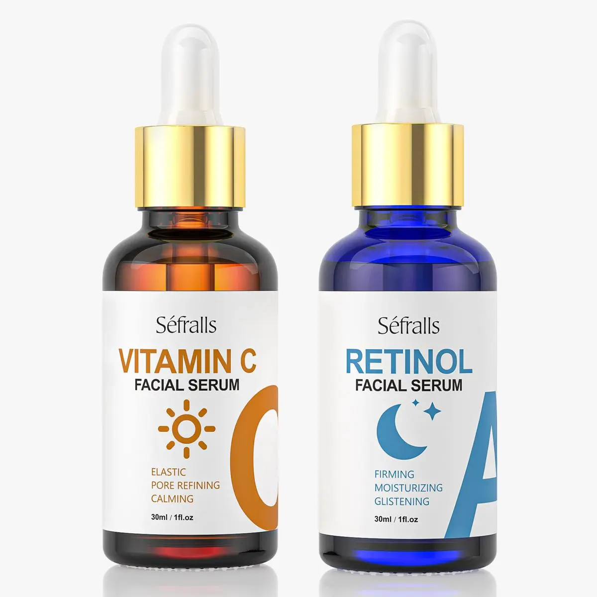 Vitamin C & Retinol Face Serum, 2 Counts/set Day and Night Moisturizing Firming Essence, Hydrating Facial Serum, Skin Care Product for Women & Men