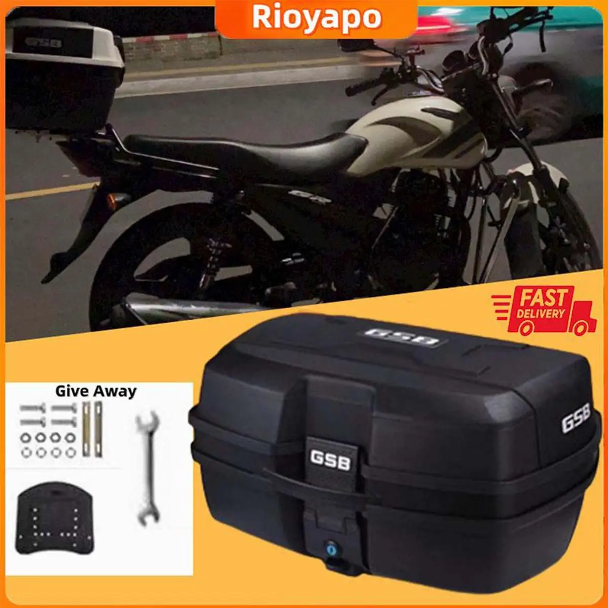 Box Gsb Lc135 GSB 47L box waterproof motorcycle Tapak box gsb Motorcycle Storage Box Motorcycle box motor GSB Accessories Motorbike Top Box gsb  box