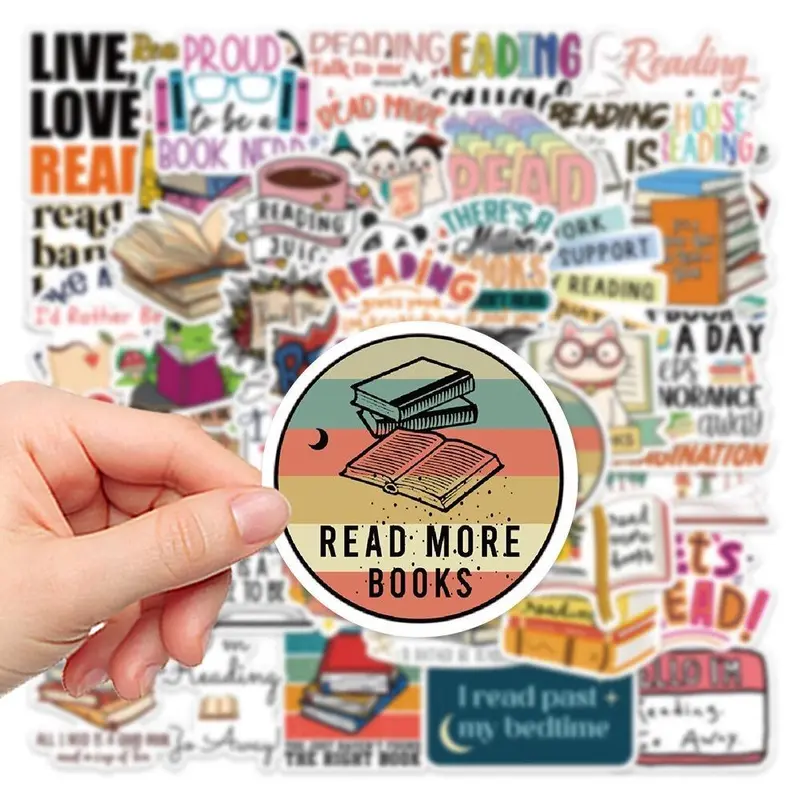 50pcs Books Letter Sticker, Creative Kawaii DIY Sticker, Self Adhesive Creative Decal for Gifts Bottle Scrapbook Phone Case Guitar 5
