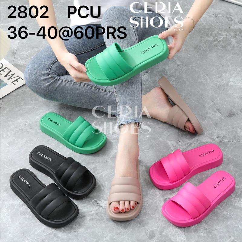 PVC Sandal Slop Wanita Jelly Import Korean Bahan Karet Rubber Elastis Tebal Tinggi Sol Anti Slip Sendal Kokop Balance 2802 1