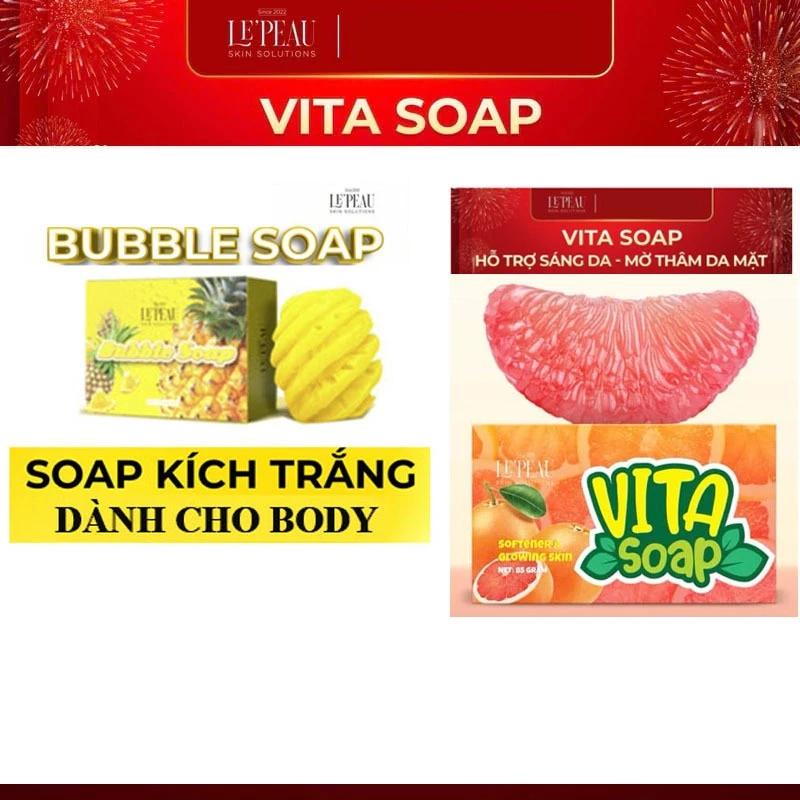 Xà Bông Tắm Trắng Mặt & Body Vita Soap 85g LE'PEAU - Kích Trắng, Tẩy Da Chết, Dưỡng Sáng Da 5