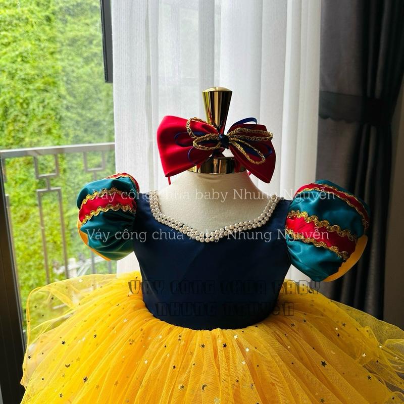 Váy cho bé gái bạch Tuyết tùng cước form ngắn siêu phồng