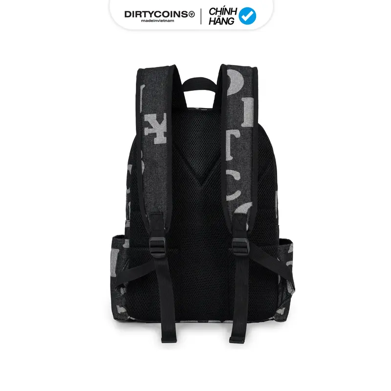 Balo DirtyCoins Letters Monogram Denim Backpack - Black Đeo Vai 1