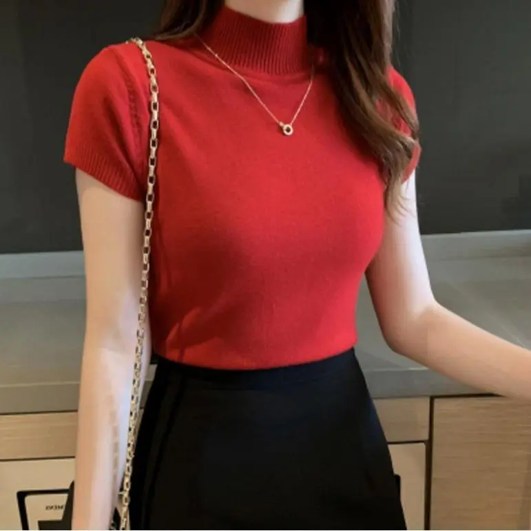 Atasan Wanita Turtleneck Premium | Atasan Wanita Rajut Premium | Kekinian Lengan Pendek Wanita F2104 8