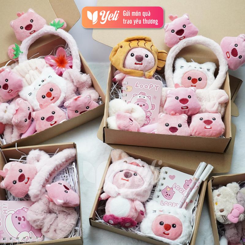Combo quà tặng gấu dâu phụ kiện, set quà tặng đáng yêu dễ thương Loopy, Hello Kitty, Kuromi nhân dịp sinh nhật, ngày lễ Yeli 6