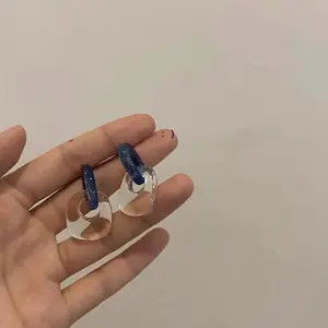 Vanya -  Earrings Anting akrilik Combine transparan biru dan putih Simple Geometric Trend Wanita Korean Japan [D1-2] Jewellery