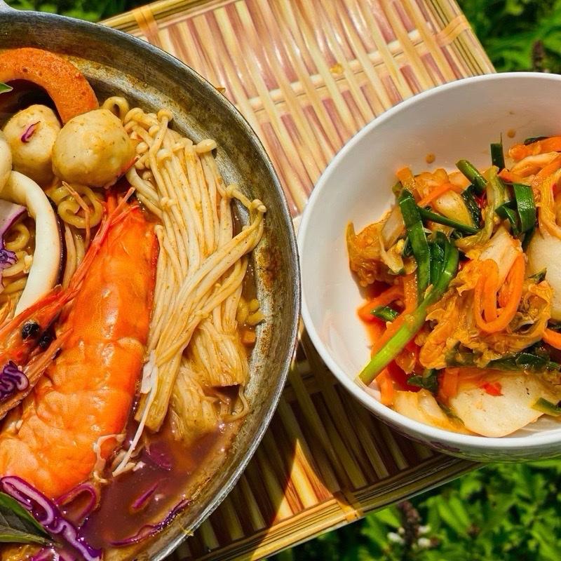 [KÈM SET TÁO KẸP SỮA  +KIMCHI+ ỚT CẤP ĐỘ+ MUỐI ỚT XANH ] COMBO 6 GÓI MÌ CAY TIỆN LỢI VỊ QUÁN ĐỘC QUYỀN NHASAN FOOD 3