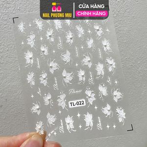 Sticker 5D Hình Hoa Nổi Trắng TL022 TL052 Hình Dán Móng Flower Siêu Hot Làm Nail Kiểu Hàn Quốc Trẻ Trung Nữ Women