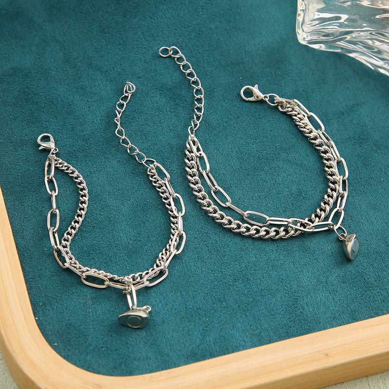 Product Introduction of Cross-Border Heart Cross Versatile Couple Bracelets Valentine's Day Magnetic Attraction Metal Couple Jewelry Wholesale projection bracelet 8