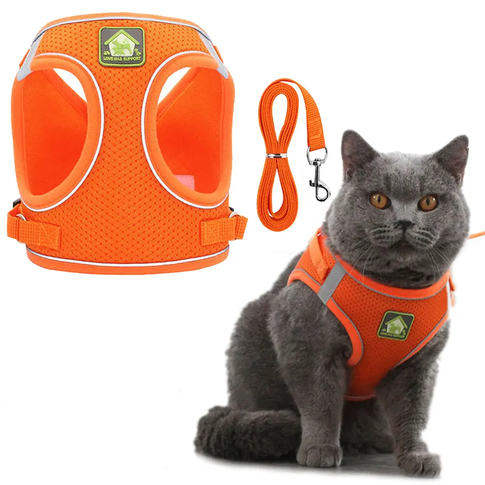 Breathable Cat Harness with Leash Anti-Escape Cat Vest Harness Collar for Kitten Pet Accessories Adjustable Puppy Harness Leads